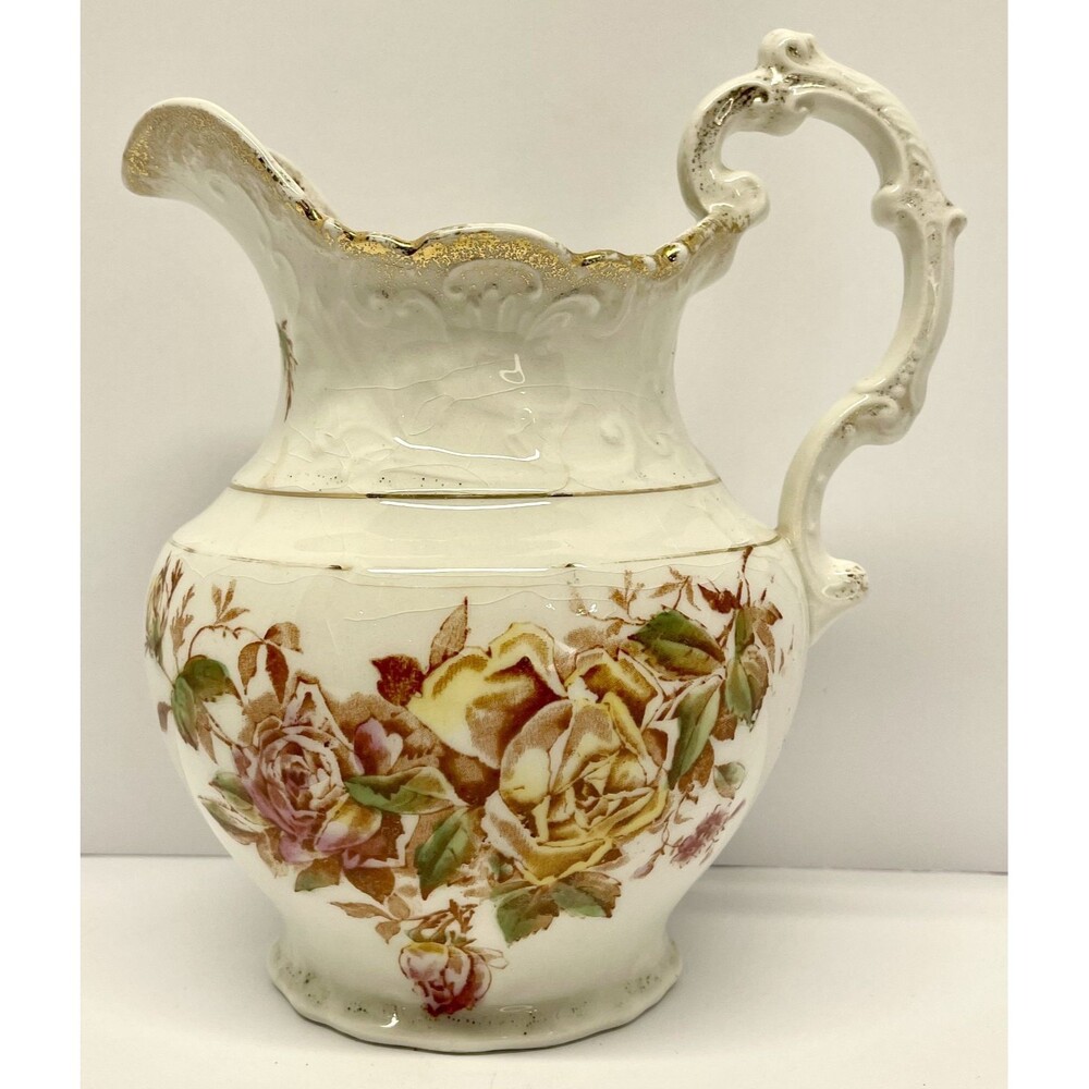 Vintage/antique Ballard's Obelisk Flour Advertising Pitcher Louisville Roses